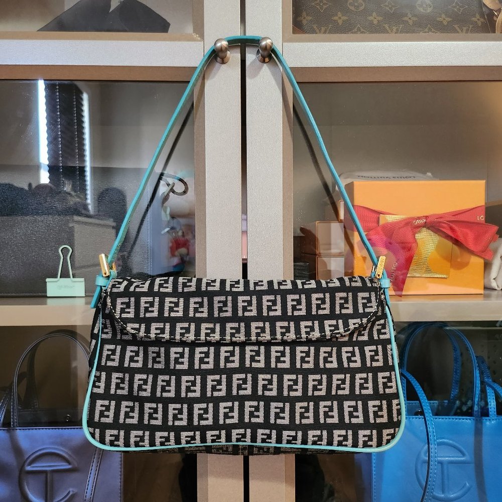 Fendi Zucchino Black Monogram Canvas Shoulder Bag